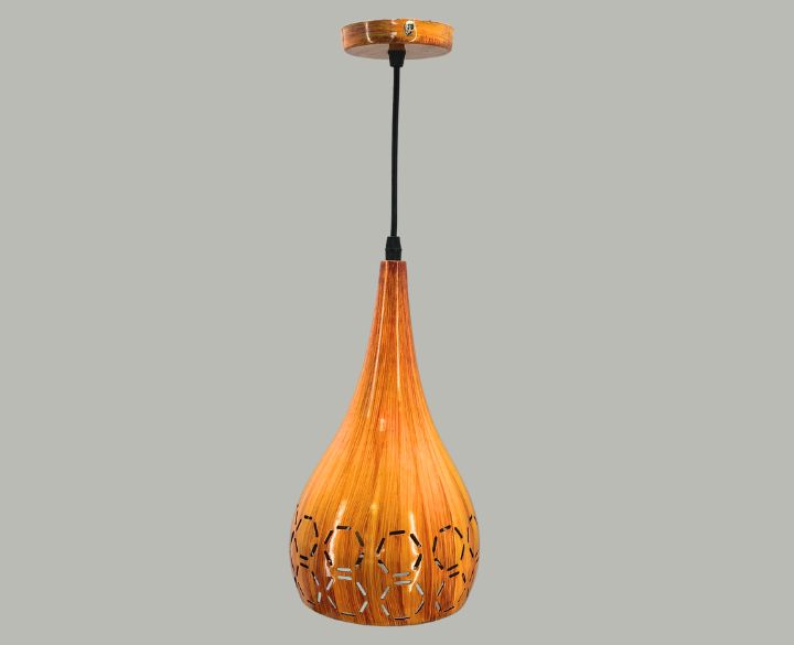 Goldstar LED Hanging Light 6 Inch Wooden Aluminium Cone (HL26) With E27 Holder 